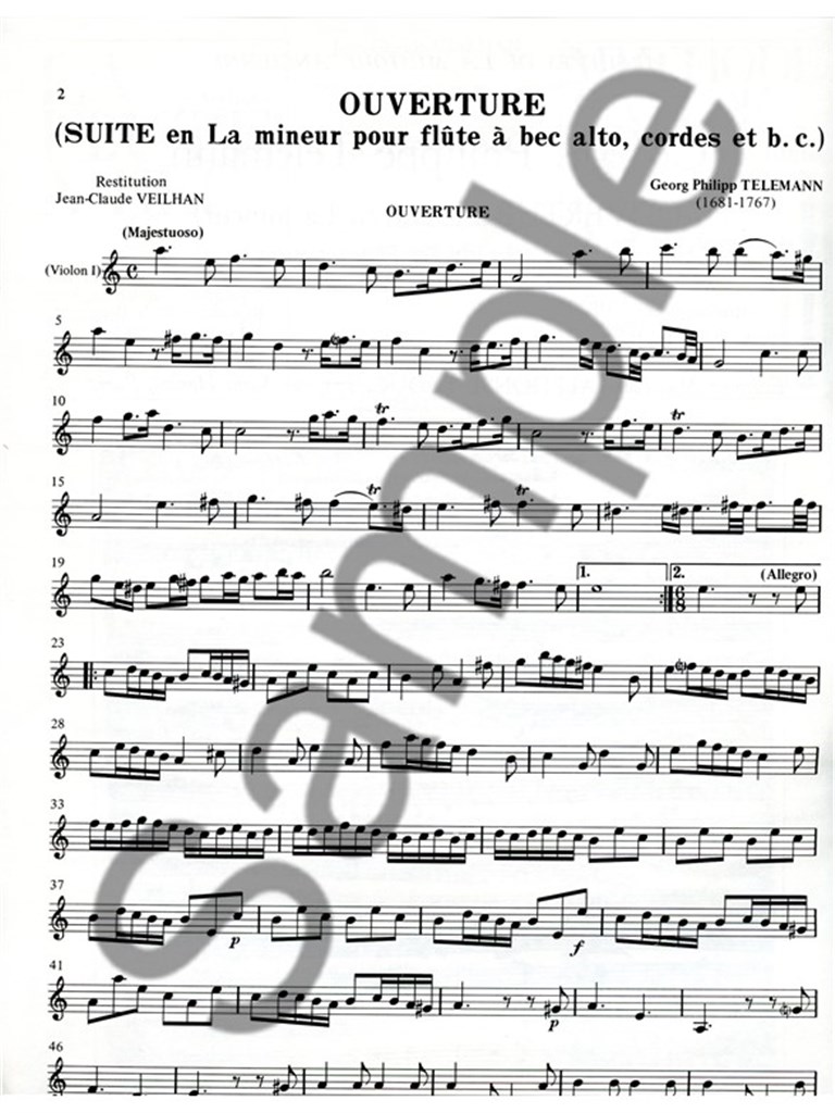 Telemann Suite In a Minor Violin 1 Part