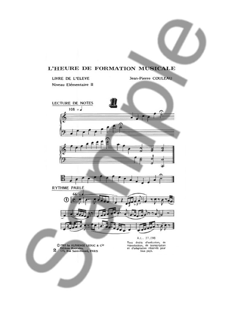 L'heure de formation musicale  - Elém. 2 - Elève