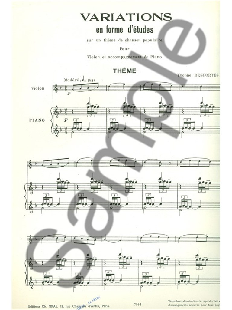 Yvonne Desportes: Variations en Forme dEtudes...