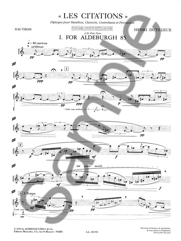 Henri Dutilleux: Les Citations, Diptyque