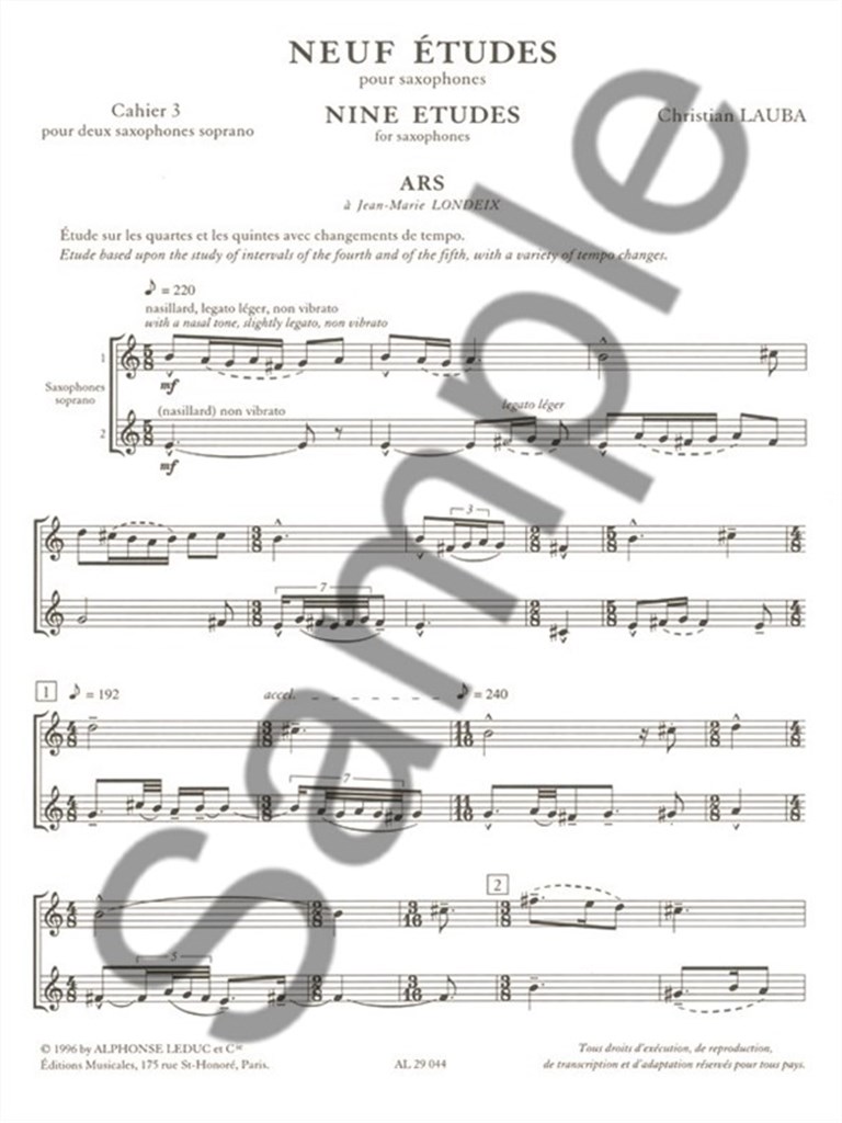 Etudes 9 3 For 2 Sop Saxes