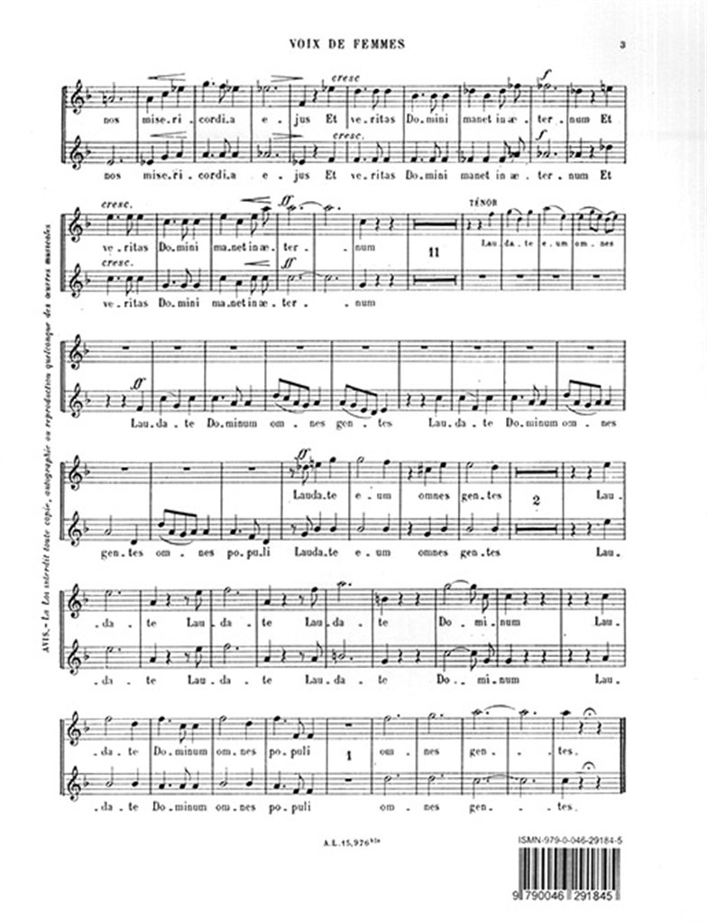 Laudate Dominum Op. 9 No.4 (SA)