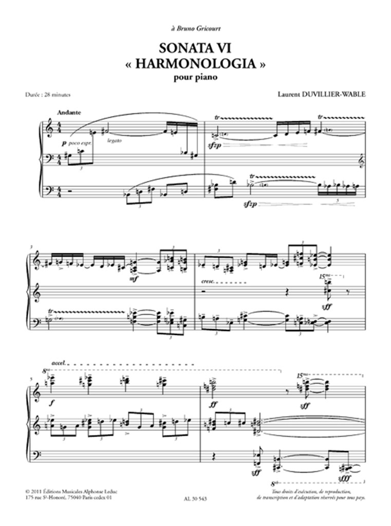 Sonata vi «harmonologia» (28') pour piano