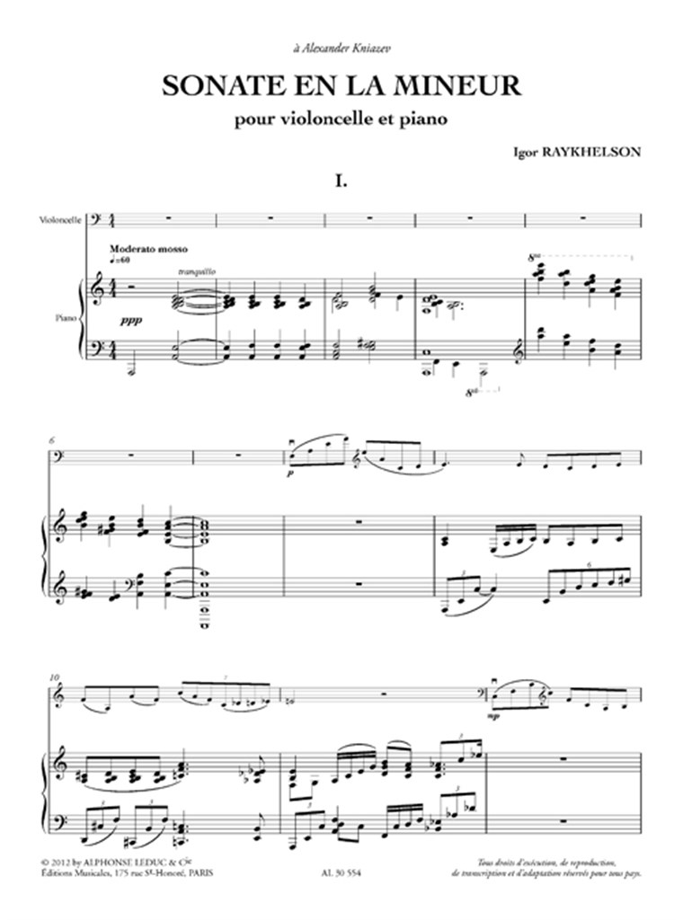Sonate en la mineur pour violoncelle et piano
