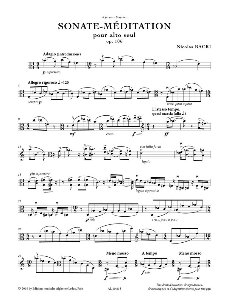 Sonate-Méditation for Solo Viola Op.106b
