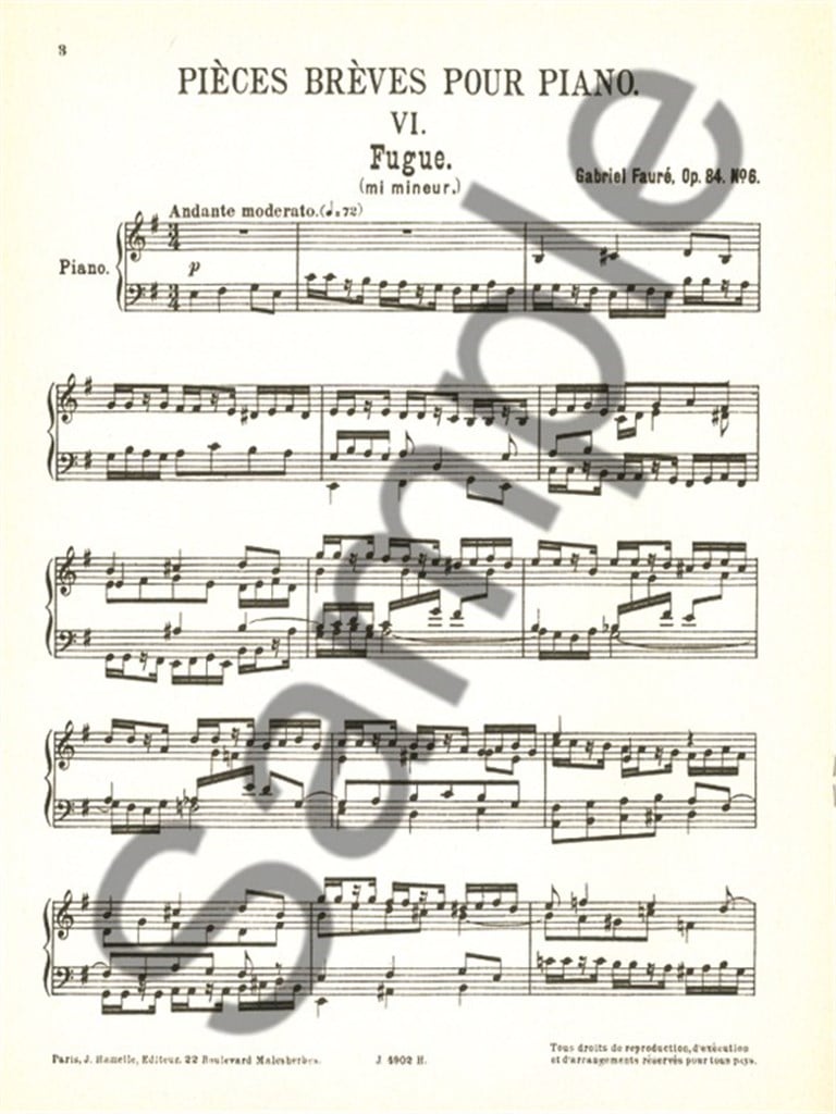 Gabriel Faure: Fugue Op.84, No.6 in E minor
