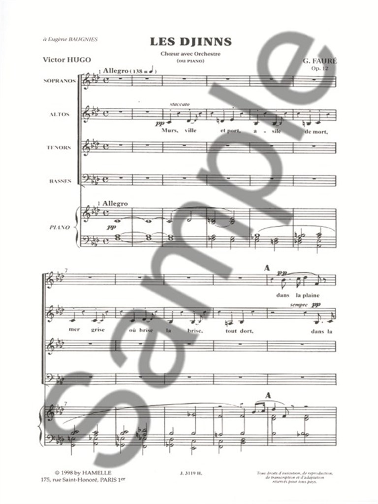 Les Djinns, Op. 12 for Choir and Piano