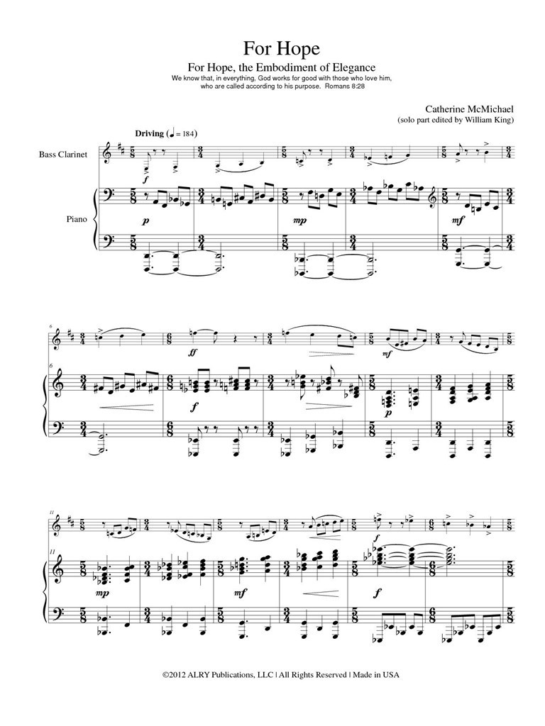 For Hope for Bass Clarinet and Piano
