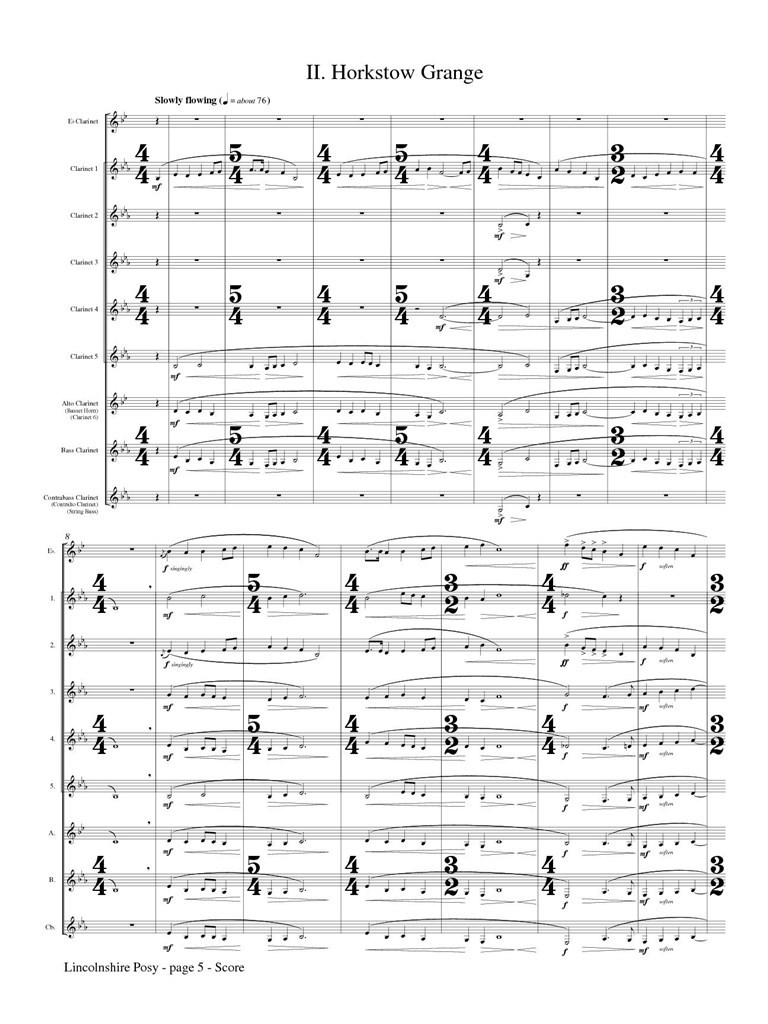 Lincolnshire Posy for Clarinet Choir