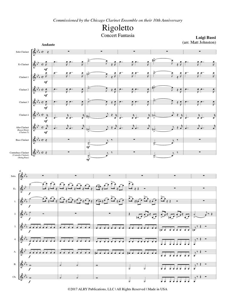 Rigoletto Concert Fantasia for Clarinet Choir