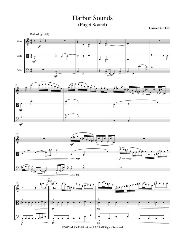 Harbor Sounds for Flute, Viola and Cello