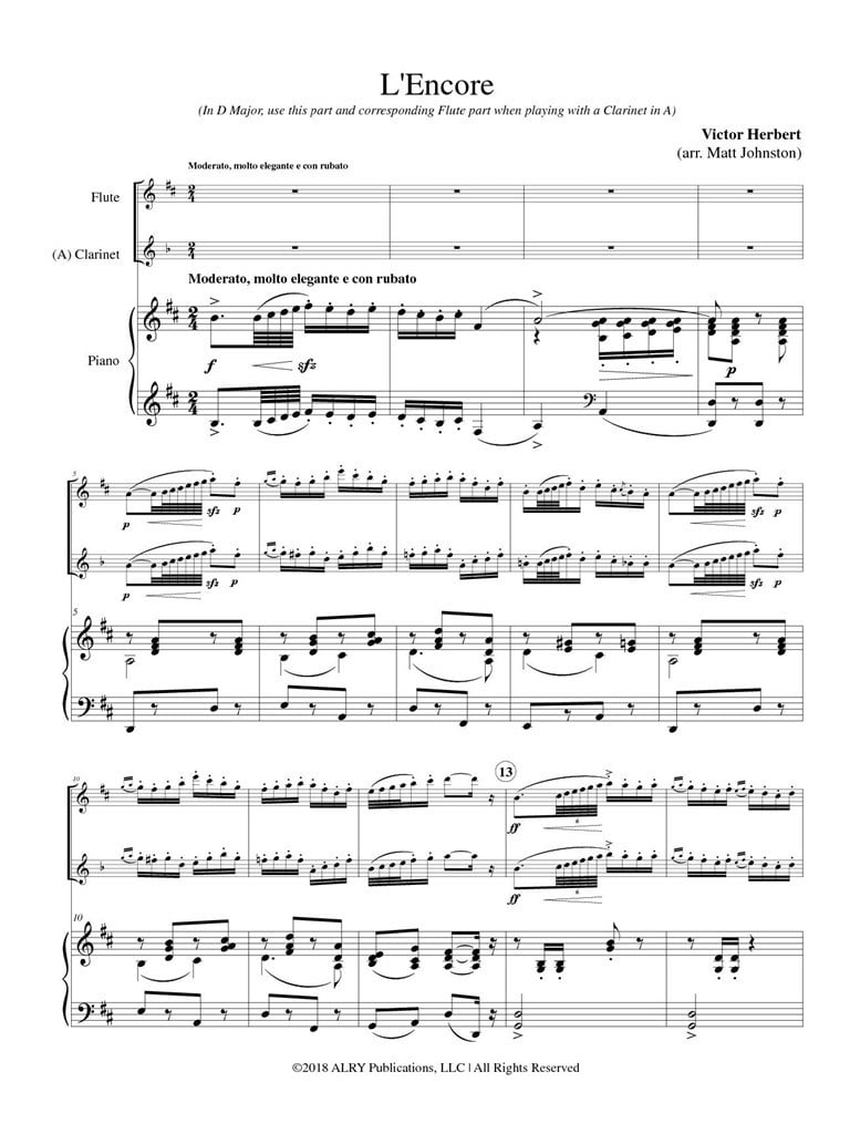 L'Encore for Flute, Clarinet and Piano