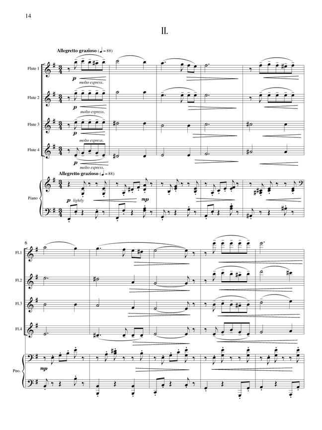 Three Slavonic Dances For Four Flutes and Piano