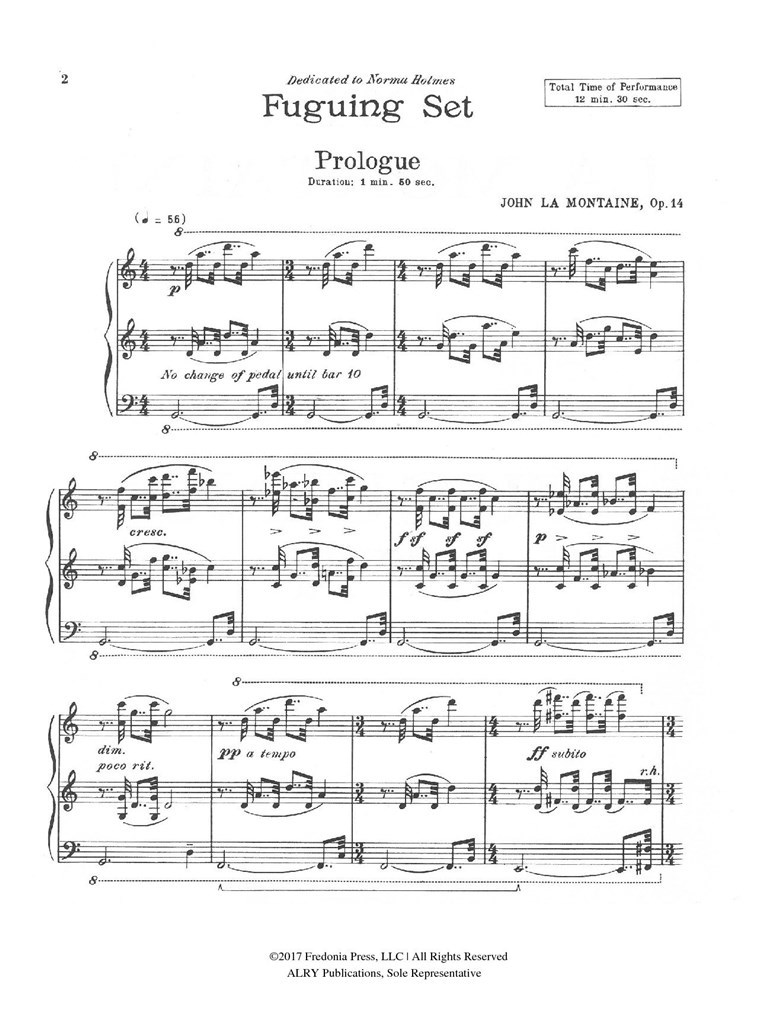 Fuguing Set for Piano Solo, Op. 14