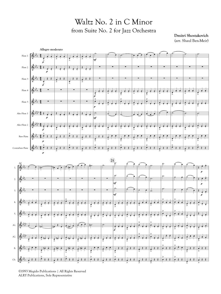 Waltz No. 2 in C Minor for Flute Orchestra