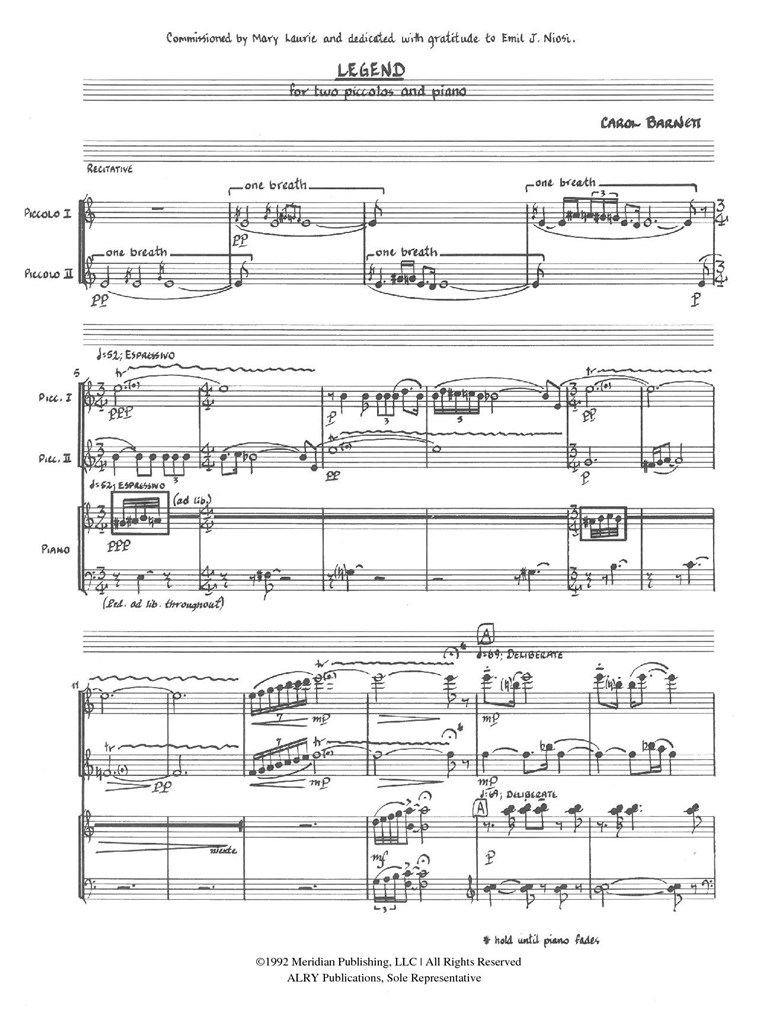 Legend for Two Piccolos and Piano