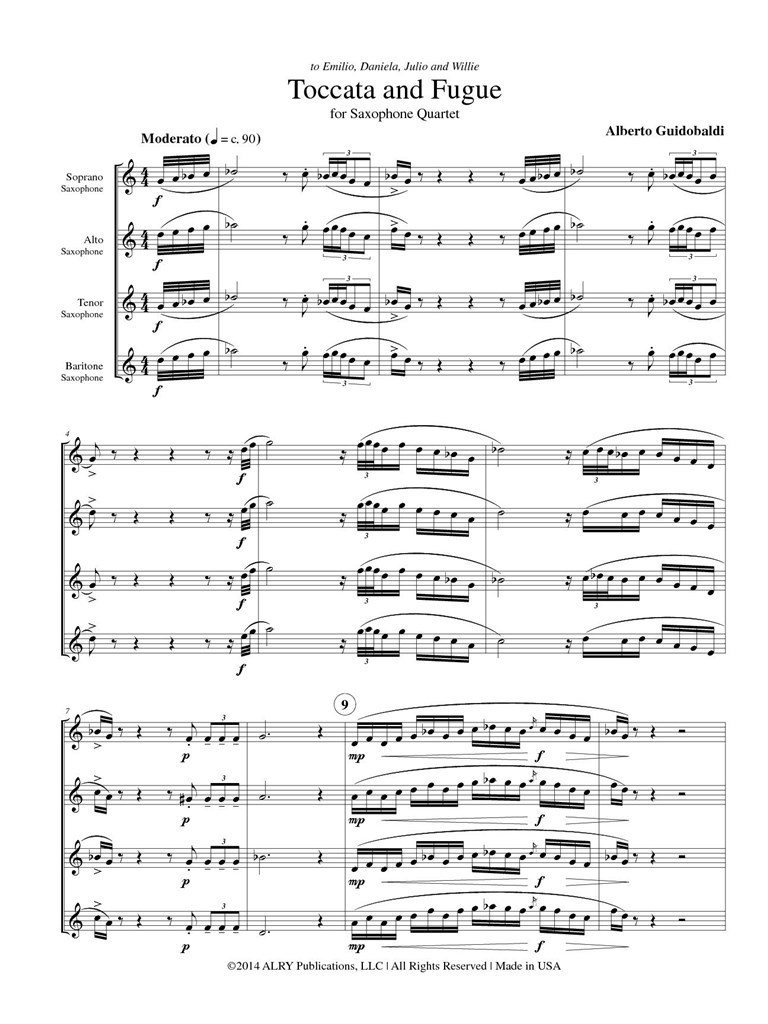 Toccata and Fugue For Saxophone Quartet