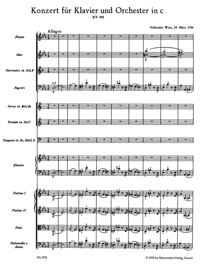 Piano Concerto 24 K491 Full Score