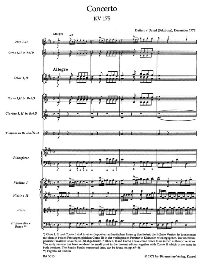 Piano Conc 5 K175 Conc Rondo K382 FulSco