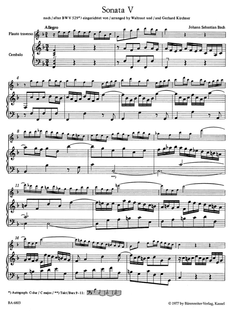 Sonaten(6) 3 BWV529 530