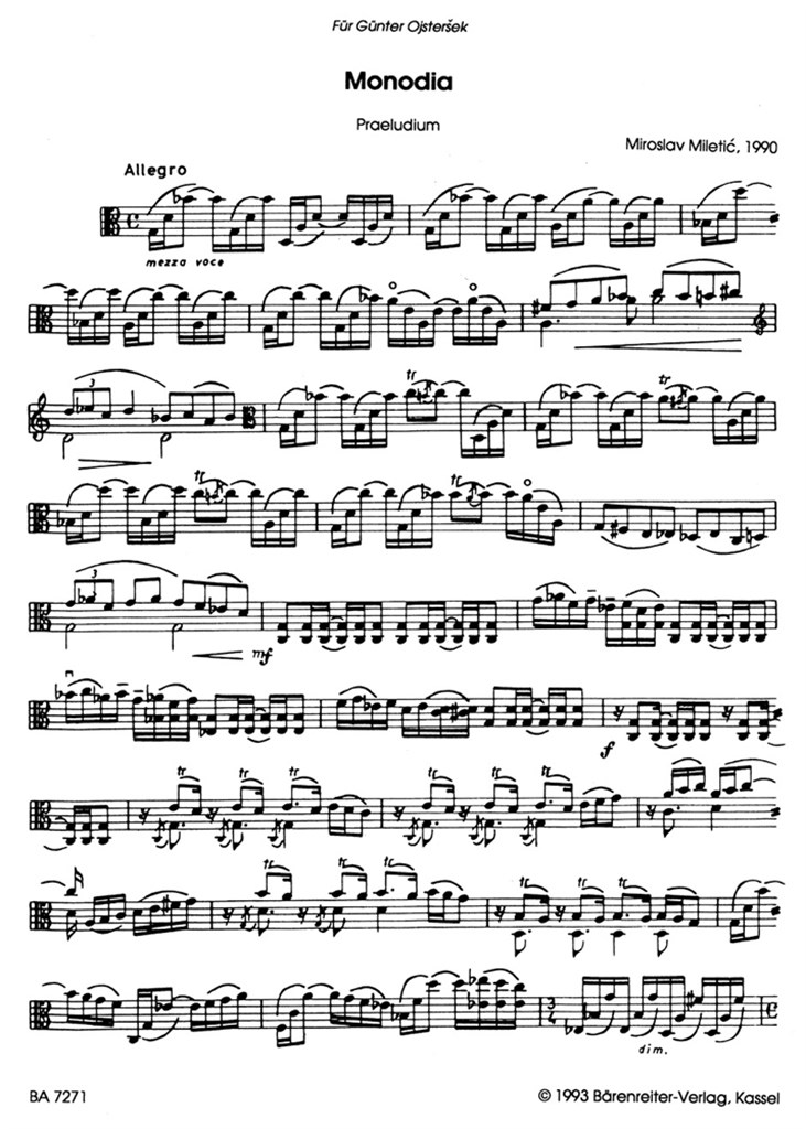 Monodia per Viola sola