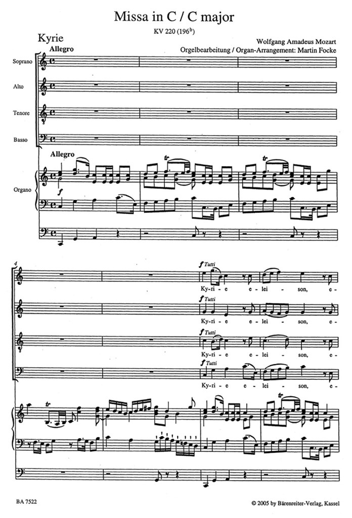 Missa brevis KV 220 (PA)