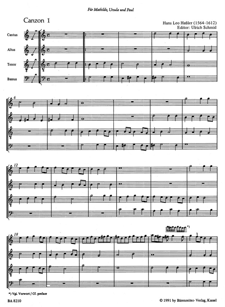 Instrumentalkanzonen zu vier Stimmen