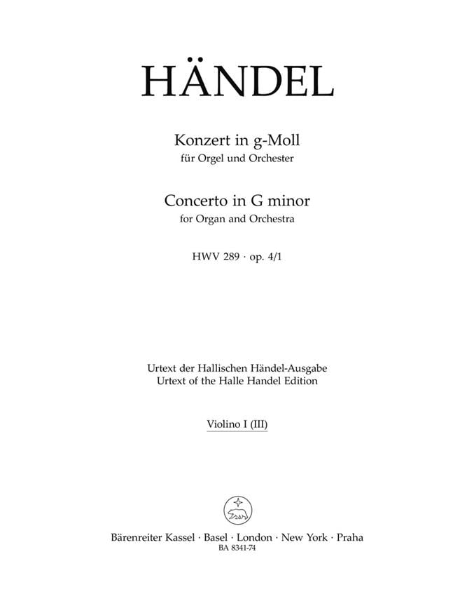 Concerto for Organ in G Minor Op.4/1 (HWV 289)