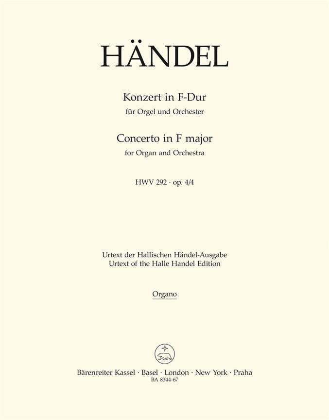 Concerto for Organ and Orchestra F op. 4/4 HWV 292