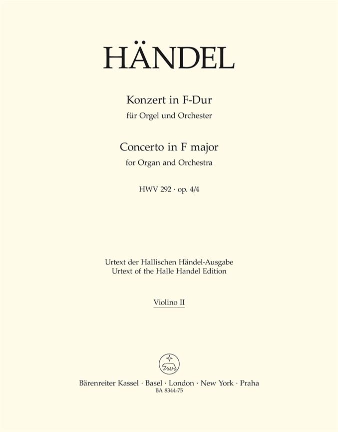 Concerto for Organ in F Major Op.4/4 (HWV 292)