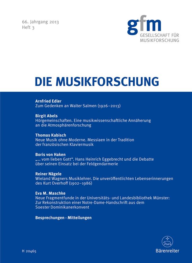 Die Musikforschung, Heft 3/2013