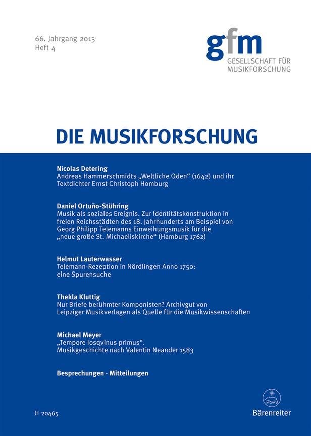 Die Musikforschung, Heft 4/2013