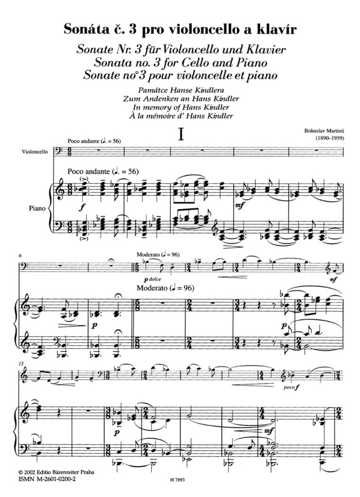 Sonate fur Violoncello und Klavier
