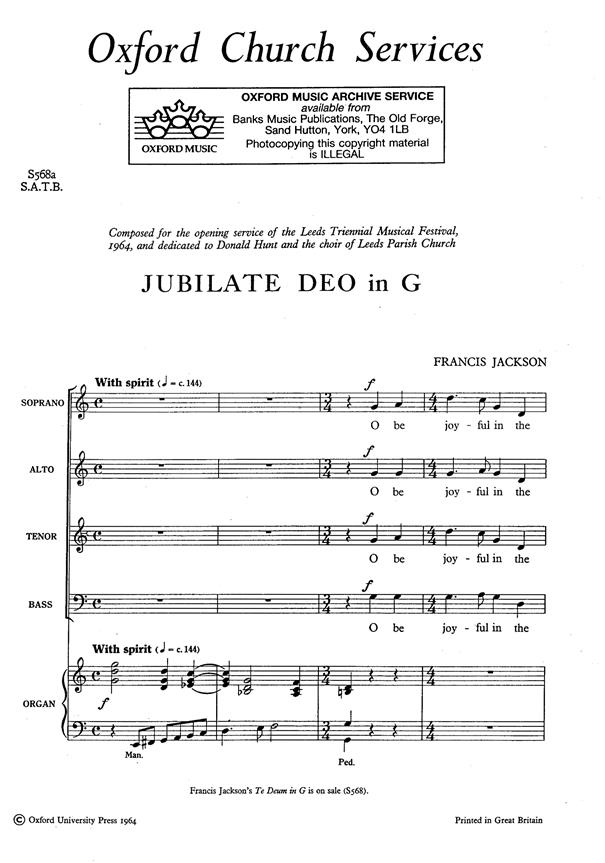 Jubilate Deo In G