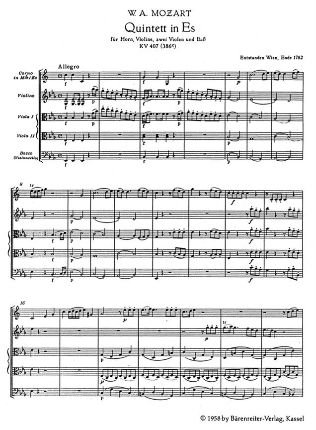 Quintett E flat major KV 407(386c)