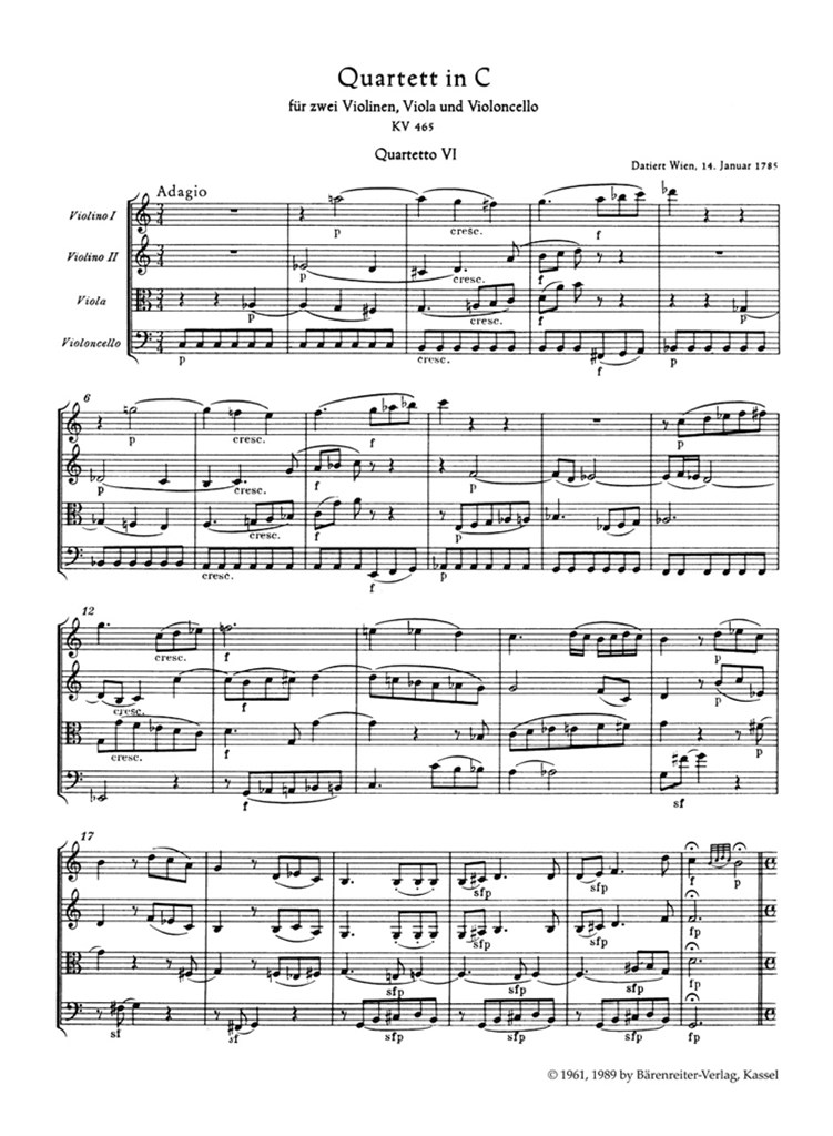 String Quartet C major KV 465