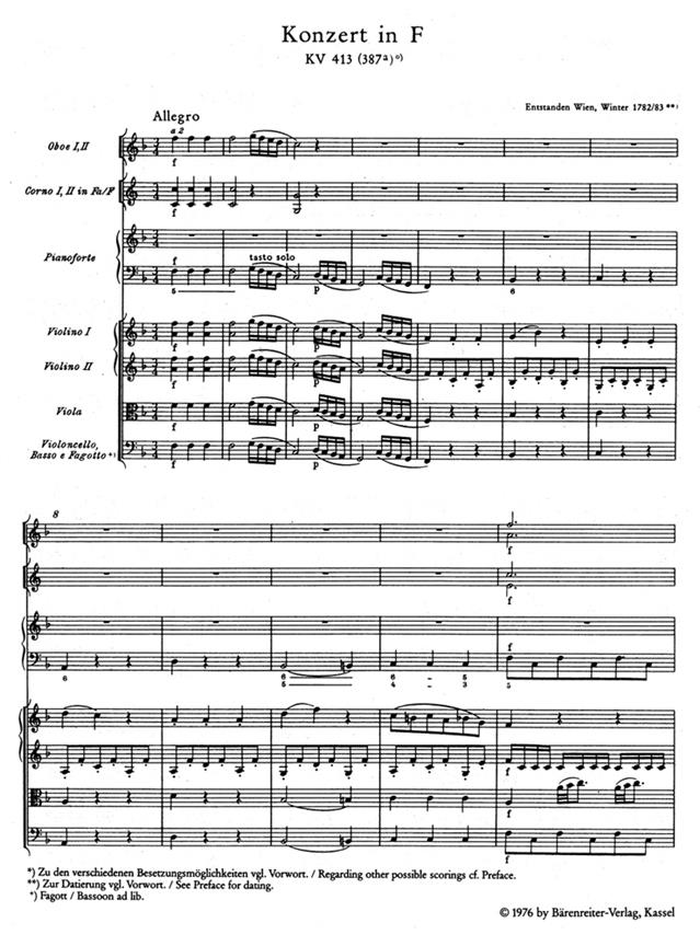 Piano concerto F KV413
