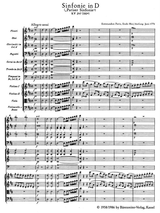Symphony 31 K297 Paris Study Score
