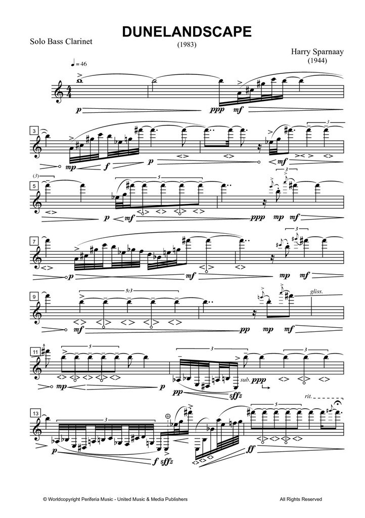 Dunelandscape for Bass Clarinet Solo