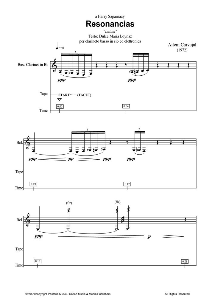 Resonancias Lutum for Bass Clarinet and Tape