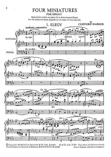Four Miniatures For Organ