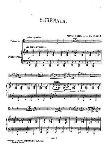 Serenade For Cello And Piano Op.15 No.1