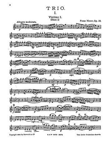 Franz Moser: Trio For Two Violins And Viola Op.38
