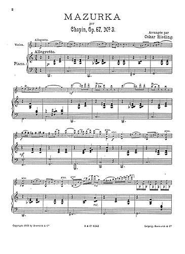 Mazurka For Violin And Piano Op.67 No.3