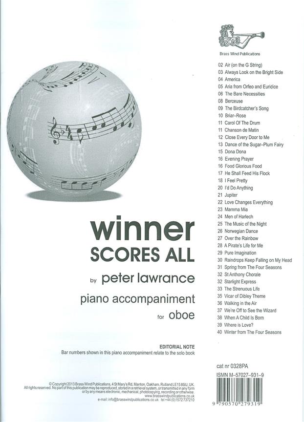 Winner Scores All for Oboe - Piano Accompaniment