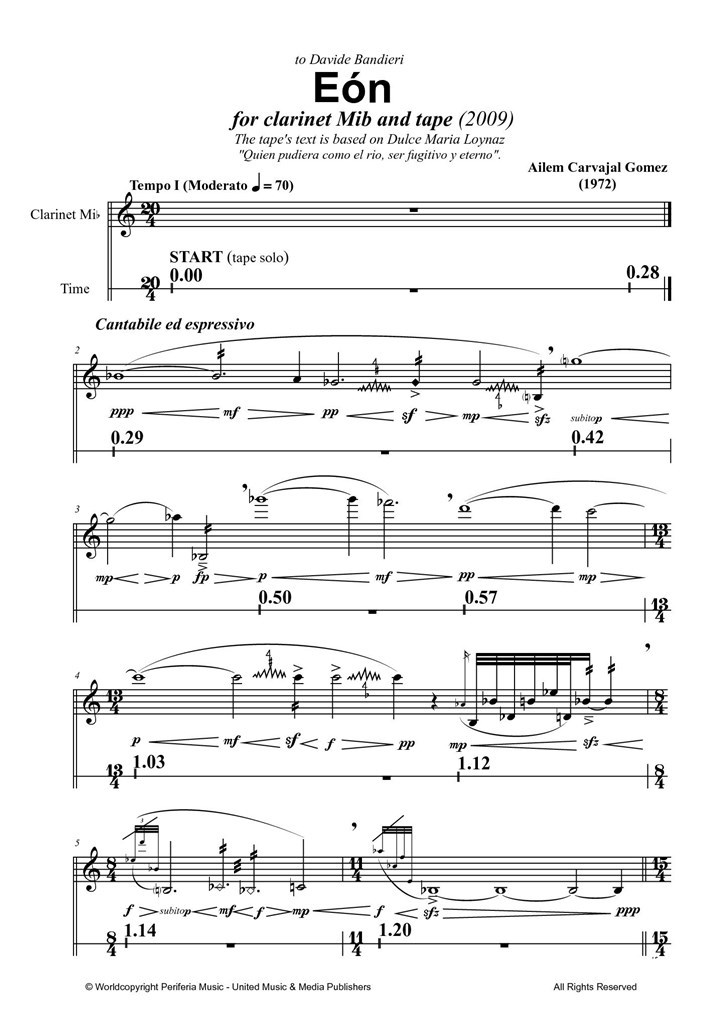 Eo?n for E-flat Clarinet and Tape