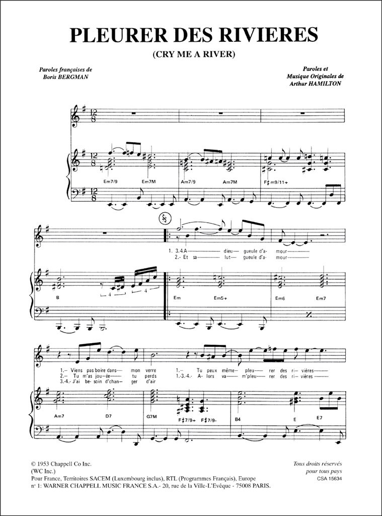 Pleurer des Rivières (Cry Me a River)