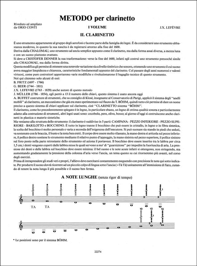 Metodo per Clarinetto, Volume 1