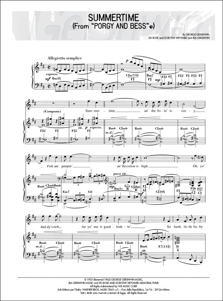 Summertime (B Minor), from Porgy and Bess