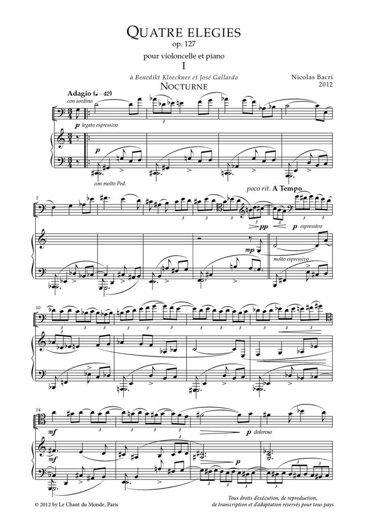 Quatre élégies, op.127
